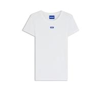 HUGO Camiseta slim fit de algodón elástico acanalado con logo - StyleEasy Tee_B, 50523924 Blanco M