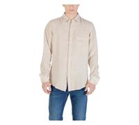 Hugo- Elegante Camisa de Lino de Manga Larga- Shirts- Hombre- Beige- S- Elegante Camisa de Lino de Manga Larga