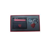 HUGO Estuche para tarjetas, llavero, color negro y rojo, poliuretano y poliéster