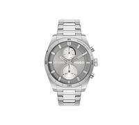 HUGO #Fast - Reloj multifunción de cuarzo 3H para hombre, acero inoxidable, resistente al agua hasta 5 ATM/50 metros, reloj elegante y deportivo, regalo para él, 44 mm, Plateado/Gris