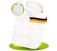Hugo Frosch - Bolsa de agua caliente con funda de piel de animal (cierre de hotel), color blanco