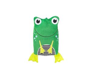 Hugo Frosch Bolsa de Agua Caliente ecológica para niños, 0,8 l, con Funda de Animales, diseño de Rana, Color Verde