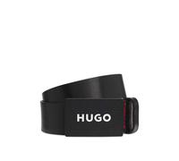 HUGO Hombres Gilao-Z Sz35 Cinturón de cuero mate con hebilla plana con logotipo
