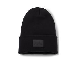 HUGO Gorro de punto de algodón con etiqueta con logo - StyleXevon_B, 50551508 Negro pcs.