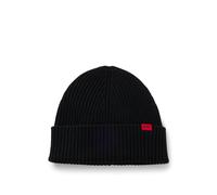 HUGO Gorro de punto de lana virgen con logo rojo - StyleXola, 50524570 Negro pcs.