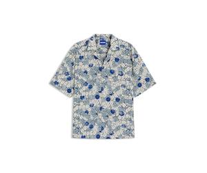 Hugo Hombres Eligino Camisa Relaxed de Popelina de Algodón Impreso, Azul Claro458, XL
