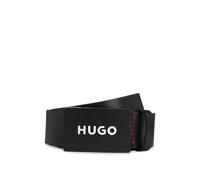 HUGO Hombres Gilao-Z Sz35 Cinturón de cuero mate con hebilla plana con logotipo, Negro001, 105 cm