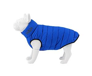 HUGO & HUDSON Chaqueta Acolchada Reversible de Invierno cálida para Perros, Abrigo Resistente al Agua, Azul y Azul Marino, L65