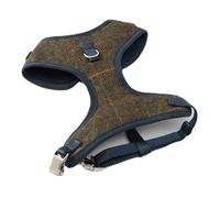 HUGO & HUDSON x Hackett Arnés de Tweed Ajustable para Perros, Chaleco antitirones, diseño de Espiga a Cuadros Verde Oscuro, M