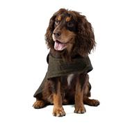 HUGO & HUDSON x Hackett Chaqueta de Tweed para Perro, Abrigo de Invierno cálido con Cuello de Pana, Cuadros Verde Oscuro en Espiga, XL