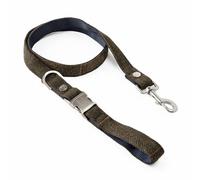 HUGO & HUDSON x Hackett Correa para Perros de Tweed con asa Acolchada Suave, diseño de Espiga a Cuadros Verde Oscuro, 120 x 1,5 cm