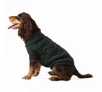 HUGO & HUDSON x Hackett Suéter de Punto Trenzado para Perros, suéter cálido de Cuello Alto de Punto, Verde, L