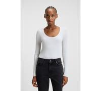 HUGO Jersey de canalé mixto en hilo brillante - StyleSunessiny, 50548250 Blanco M