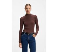 HUGO Jersey de canalé slim fit con cuello medio - StyleSarmia_B, 50571673 Marrón L