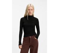 HUGO Jersey de canalé slim fit con cuello medio - StyleSarmia_B, 50571673 Negro M