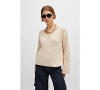 HUGO Jersey de cuello en pico oversize fit de manga larga - StyleScubed, 50514305 Natural XL