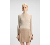 HUGO Jersey de cuello medio en algodón de canalé con volantes en las costuras - StyleSoverie, 50507952 Beige claro M