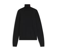 HUGO Jersey de cuello vuelto en lana merina con logo bordado - StyleSan Thomas-M, 50474174 Negro M