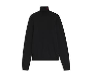 HUGO Jersey de cuello vuelto en lana merina con logo bordado - StyleSan Thomas-M, 50474174 Negro M