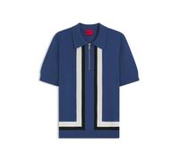 HUGO Jersey de punto con cremallera en el cuello y detalles de rayas - StyleSholpone, 50544906 Azul S