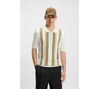 HUGO Jersey estilo polo con cremallera y rayas verticales - StyleSholpon, 50510922 Natural S