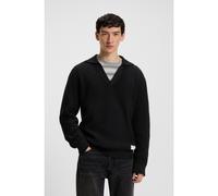 HUGO Jersey oversize fit con estructura de rejilla y cuello Johnny - StyleSpiro, 50548853 Negro S