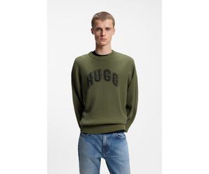 HUGO Jersey oversize fit de algodón acanalado con logo de estilo universitario - StyleShowdy, 50564233 Oliva L