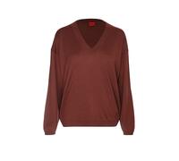 HUGO Jersey de lana y cashmere con cuello en pico - StyleSessarina, 50570065 Marrón M