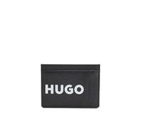 HUGO Malick - Tarjetero de piel granulada para hombre con logotipo de contraste, Black, Talla única