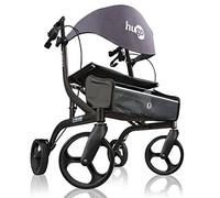 Hugo Mobility Explore Rollator Walker con asiento, respaldo y cesta plegable, color blanco perla