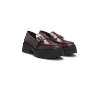 HUGO Mocasines de piel con correa de hebilla - StyleKris_NewLoafer_BROM, 50548196 Marrón oscuro 41