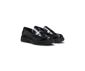 HUGO Mocasines de piel con ribete de antifaz y logo apilado - StyleAngey_Mocc_aclt, 50573780 Negro 40