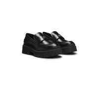 HUGO Mocasines de piel sintética con logo apilado - StyleKris_Loafer_brspu, 50557736 Negro 39