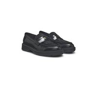 HUGO Mocasines penny de piel con empeine de pelo de ternera - StyleAngey_Mocc_altph, 50573778 Negro 38