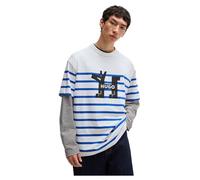HUGO Nolastripe Camiseta en T, Blanco, XXL para Hombre
