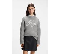 HUGO Oversize-fit alpaca-blend sweater with script logo - StyleSloguinny, 50569398 Gris S