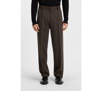HUGO Pantalones de traje de corte moderno en mezcla de lana con dibujo de espiga - StyleFlips253F1X, 50544668 Marrón 50
