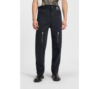 HUGO Pantalones relaxed fit de algodón mercerizado con motivo de espiga - StyleRoco253, 50541379 Negro L