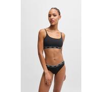 HUGO Paquete de dos bralettes de algodón elástico con cinta de logo - StyleTWIN BRALETTE STRIPE, 50469659 Negro XS
