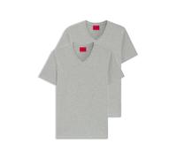 HUGO Paquete de dos camisetas de algodón elástico con cuello en pico - StyleHUGO-V, 50325417 Gris claro L