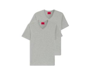 HUGO Paquete de dos camisetas de algodón elástico con cuello en pico - StyleHUGO-V, 50325417 Gris claro L