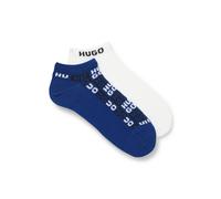 HUGO Paquete de dos pares de calcetines a la altura del tobillo con logo en intarsia - Style2P AS AARON CC, 50553167 Blanco / Azul oscuro 43-46