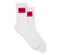 HUGO Paquete de dos pares de calcetines cortos con logos rojos - Style2P QS RIB LABEL CC W, 50510661 Blanco 36-42