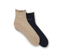 HUGO Paquete de dos pares de calcetines cortos de punto acanalado con puños fruncidos - Style2P SH LETTUCE CC W, 50560891 Azul oscuro 35-38