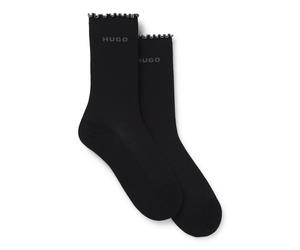 HUGO Paquete de dos pares de calcetines de largo estándar - Style2P RS LETTUCE CC W, 50543178 Negro 39-42