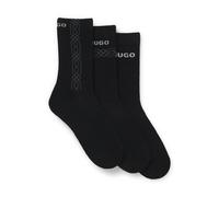 HUGO Paquete de tres calcetines cortos con detalles de logotipo - Style3P QS RIB GEO CC, 50546345 Negro 39-42