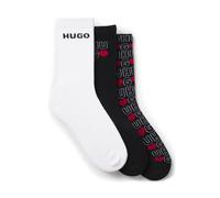 HUGO Paquete de tres calcetines cortos con logos - Style3P QS VALENTINE CC, 50553206 Negro / Blanco 39-42