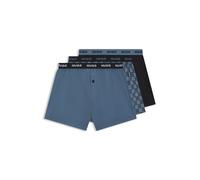 HUGO Paquete de tres calzoncillos bóxer de algodón con logos en la cintura - StyleWOVEN BOXER TRIPLET, 50532565 Azul S