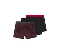 HUGO Paquete de tres calzoncillos bóxer de algodón con logos en la cintura - StyleWOVEN BOXER TRIPLET, 50532565 Negro / Rojo XL