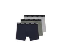 HUGO Paquete de tres calzoncillos bóxer de algodón elástico con detalle de la marca - StyleBOXERBR TRIPLET PACK, 50532613 Azul / Gris S